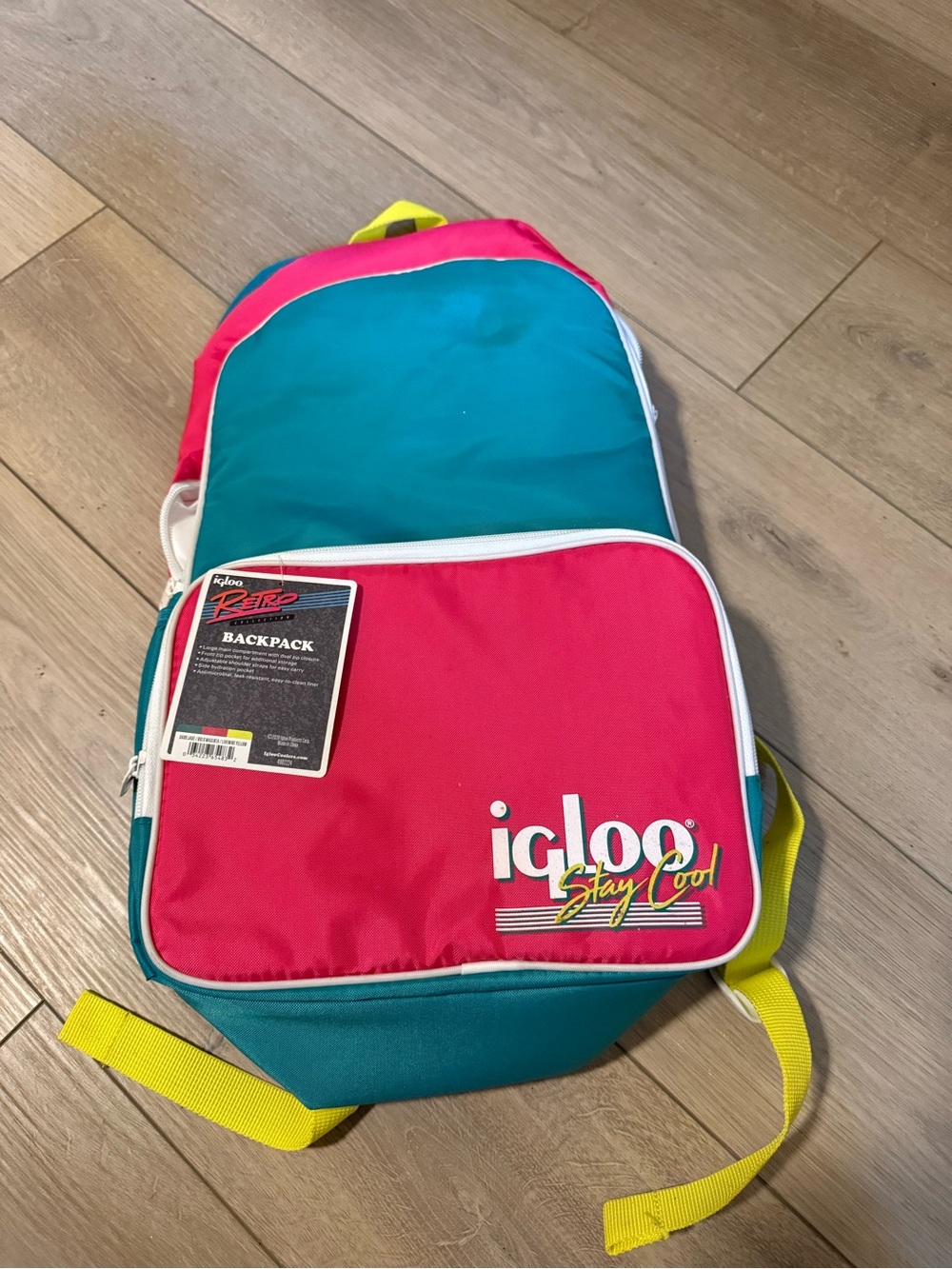 Igloo Colorblock Backpack in Teal, Pink & Yellow